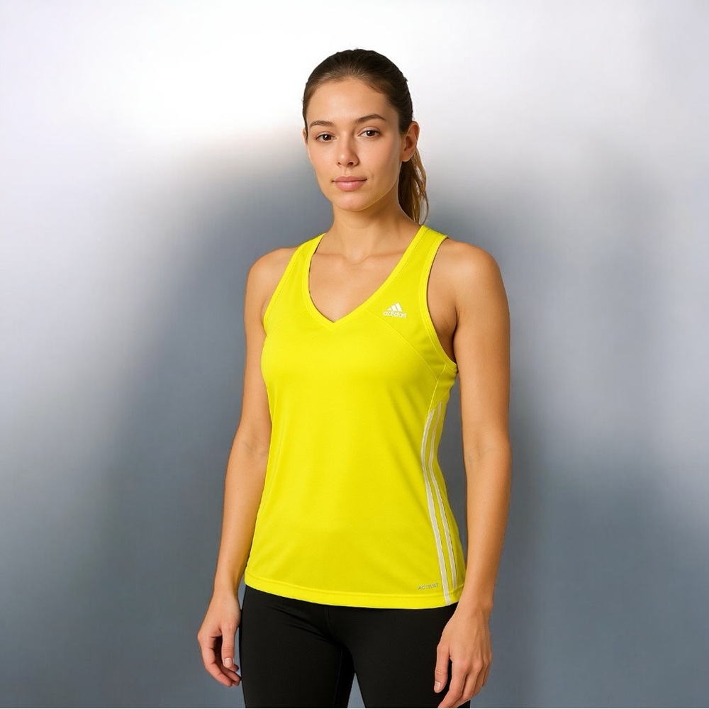 ⚡ Adidas Active Tank w/ Built-In Sports Bra | Neon Yellow Running Top L